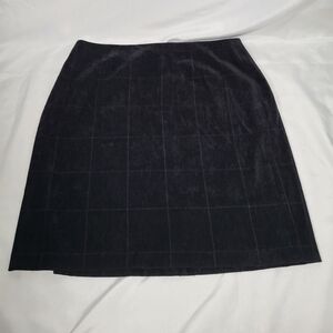 Talbots Stretch Pencil Skirt Womans Sz 16 Classic Black Stiched Checkered Print